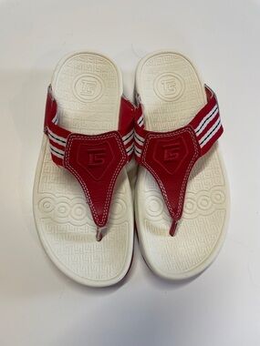 TheraShoe Red White Sport Flip Flop Sandals Womens Size 5